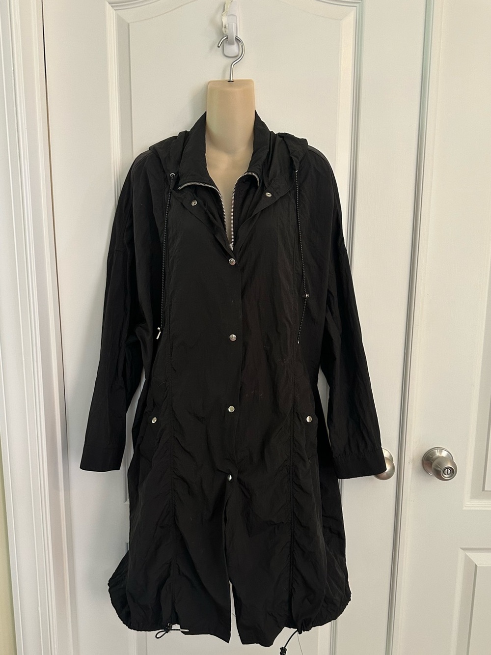 Zara TRF‎ Collection Black Hooded Longline Lightweight Raincoat